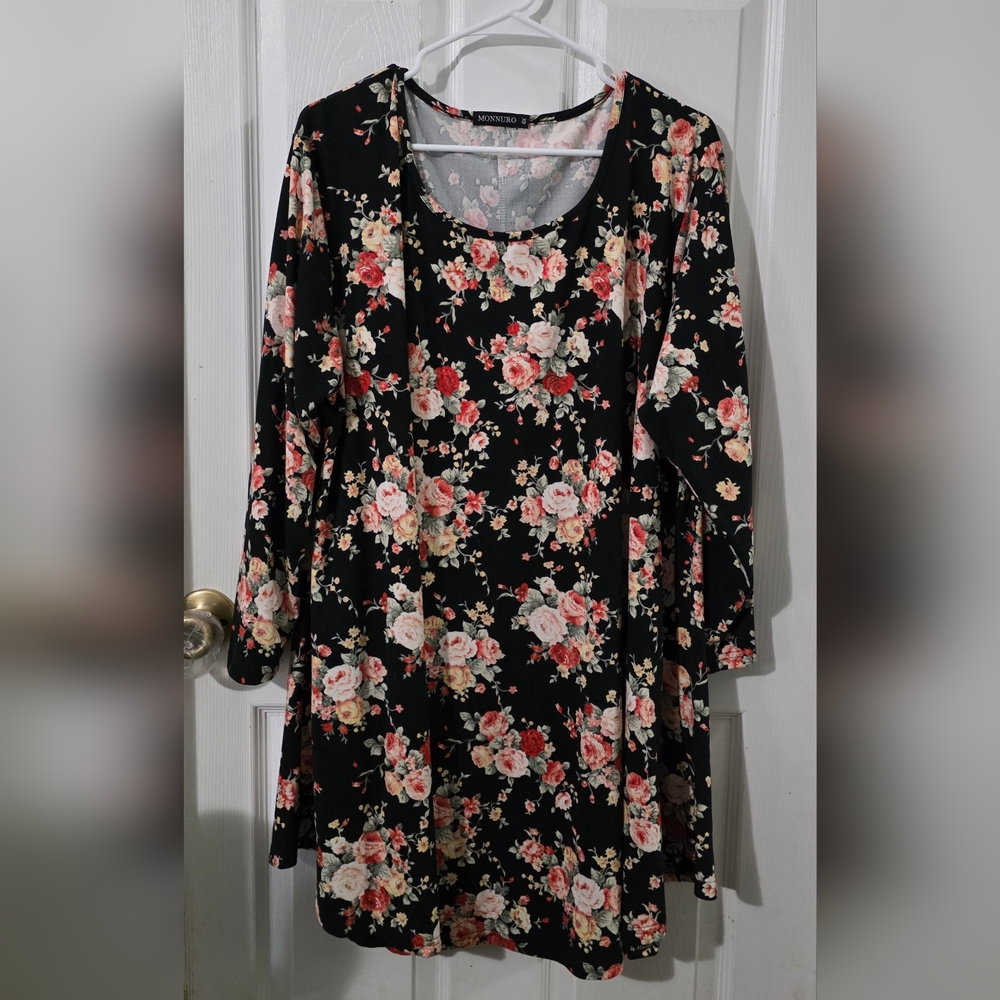 4x Floral Black Dress